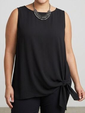 VINCE CAMUTO Black Sleeveless Blouse Large